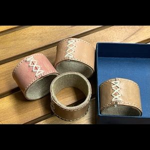Blue Pheasant Marco Aged Leather Napkin Rings, Boxed Set of 4